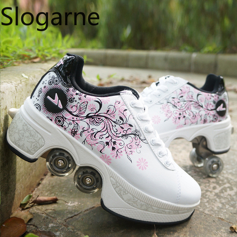 Running Shoes Women - รองเท้าสเก็ตแบบมีล้อ 4 ล้อ สำหรับผู้หญิงและผู้ชาย รองเท้ากีฬาลำลอง รองเท้าสเก็ตแบบอินไลน์ใหม่