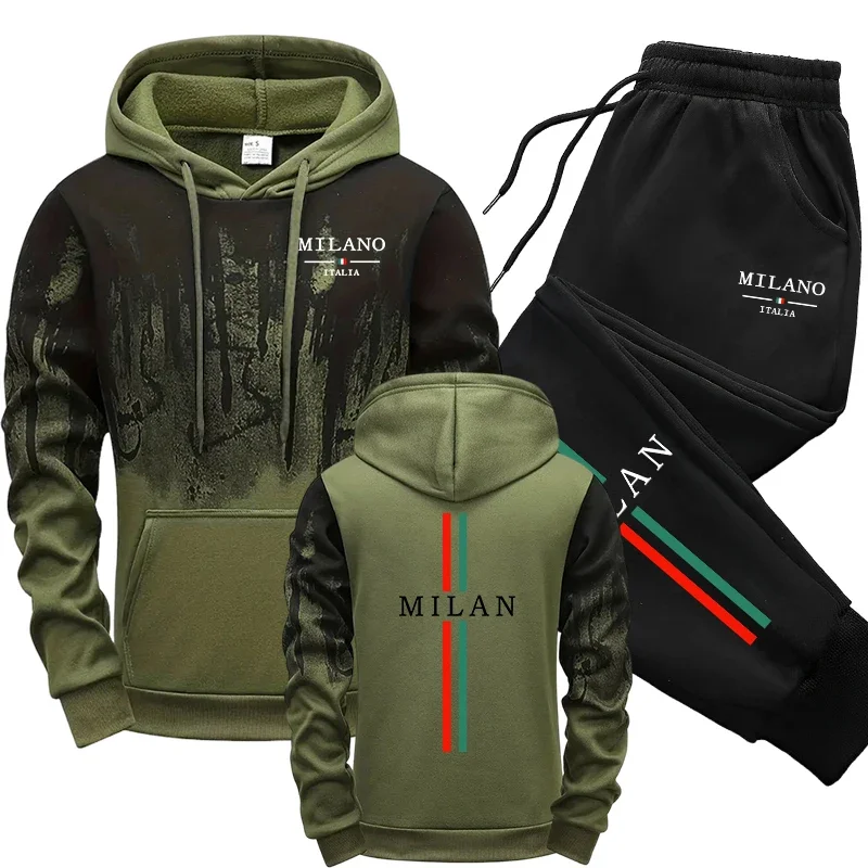 Joggers Pants - ชุดวอร์มฤดูใบไม้ร่วง-ฤดูหนาว แฟชั่นอิตาลี เสื้อฮู้ดและกางเกงวอร์ม 2026 ขายดี ชุดผู้ชาย